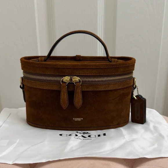 Coach Trail Bag Warm Brown Suede No Straps - Picture 12 of 12